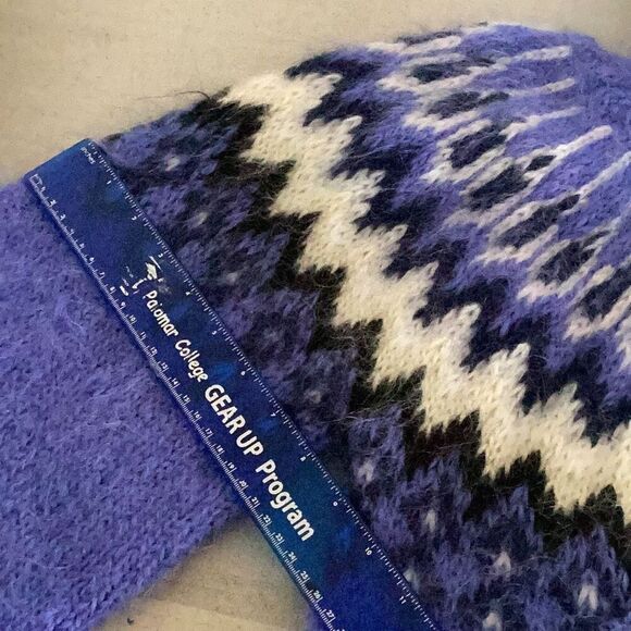 SuperTanya Mohair Icelandic Nordic Pullover Sweater Handmade Blue - Picture 11 of 12